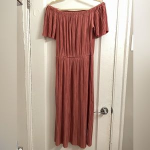 Gianni Bini Dressy-Casual/Cocktail Off the Shoulder Midi Dress (Size Large)